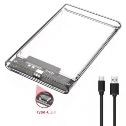 Rack extern pentru HDD 2.5 SATA cu USB 3.0, Type-C, transparent
