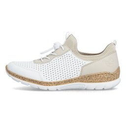 Pantofi dama, Rieker, N4286-80-Alb, casual, piele ecologica, cu talpa joasa, alb (Marime: 37)