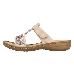 Papuci dama, Rieker, 608K2-31-Roz, casual, piele ecologica, cu talpa joasa, roz (Marime: 40)