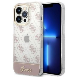 Husa Husa telefon Guess pentru iPhone 14 Pro, Peony Glitter Script Logo, Plastic, Roz