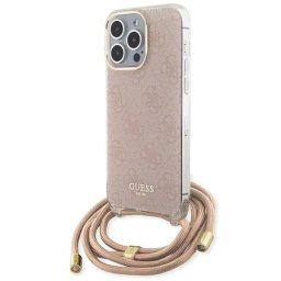 Husa iPhone 15 Pro Max (6.7) hardcase Crossbody Cord 4G Print - Pink