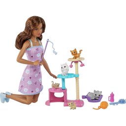 Mattel Barbie doll and kitten scratching post playset