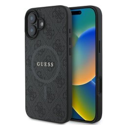 Husa Husa pentru iPhone 16 Plus - Guess 4G Ring Classic Logo MagSafe (GUHMP16MG4GFRK) - Black