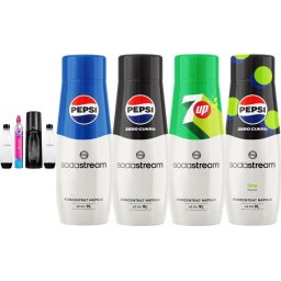 Aparate de preparare sifon Sodastream Terra + 2 sticle + sirop Pepsi, Pepsi Zero, Pepsi Lime, 7Up