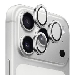 Folie pentru iPhone 17 Pro / iPhone 17 Pro Max - Blueo Original Metal Frame Lens Glass - Silver Diamond