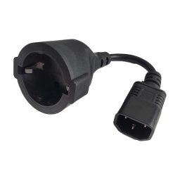 CABLU alimentare Spacer adaptor intrare C14 (tata) la iesire Schuko (mama), 10A,0.15m lungime, negru, "SPPW-C14-SCHK-10A-0.15" (timbru verde 0.18 lei)