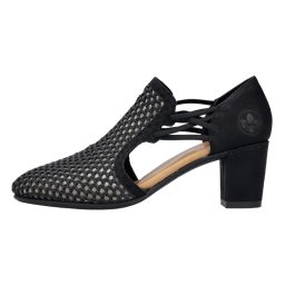 Pantofi dama, Rieker, 41052-00-Negru, elegant, textil, cu toc, negru (Marime: 41)