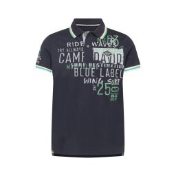 CAMP DAVID Tricou albastru noapte / verde mentă / alb
