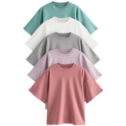Next Tricou albastru deschis / gri / mauve / roz zmeură / alb