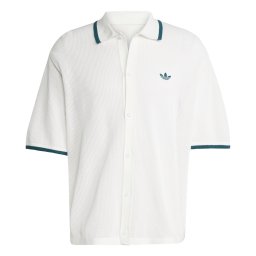 ADIDAS ORIGINALS Cămașă 'Button Down Knitted' verde petrol / alb