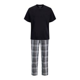 JACK & JONES Pijama lungă 'JACLuca' gri grafit / negru / alb