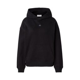 Calvin Klein Jeans Bluză de molton negru / alb
