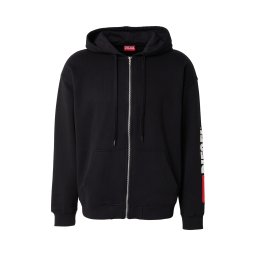 DIESEL Bluză de molton 'S-BOXT-ZIP' roşu închis / negru / alb