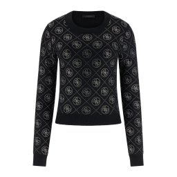 GUESS Pulover negru / argintiu