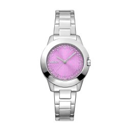 DKNY Ceas analogic 'Park Ave' roz / argintiu / transparent