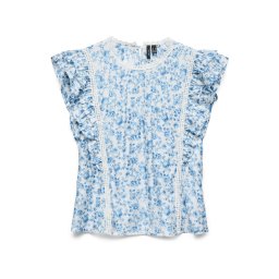 VERO MODA Bluză 'VMBLISS' azur / alb