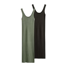 The Set Rochie tricotat verde jad / negru
