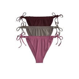 The Set Slip costum de baie gri / roz pal / roșu bordeaux