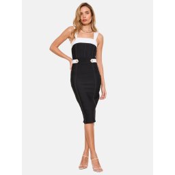 Lipsy Rochie tricotat negru / alb