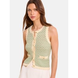 Lipsy Vestă tricotată bej / verde deschis