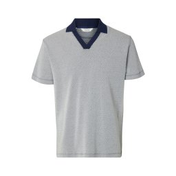 SELECTED Tricou bleumarin / alb murdar