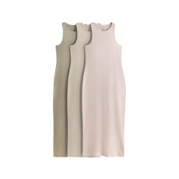 The Set Rochie alb kitt / kaki / roz