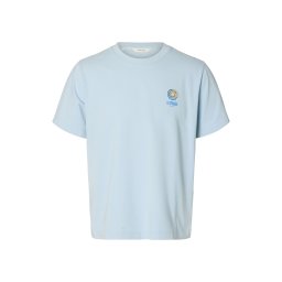 SELECTED Tricou 'SLHMAX' albastru / albastru deschis / galben curry