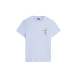 Tommy Jeans Tricou 'CITY SIGN' șamoa / albastru deschis / mov prună / negru