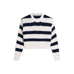 Tommy Jeans Pulover bleumarin / alb