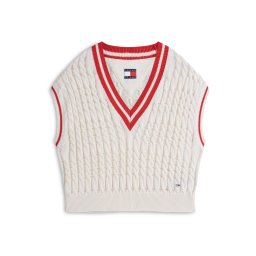 Tommy Jeans Pulover roșu / alb