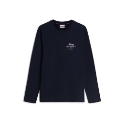 TOMMY HILFIGER Tricou 'Logo Long Sleeve' bleumarin / alb