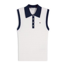 TOMMY HILFIGER Top brodat fildeş / bleumarin