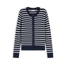 TOMMY HILFIGER Geacă tricotată bleumarin / alb