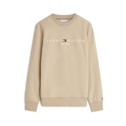 TOMMY HILFIGER Bluză de molton 'Logo Embroidery Flex' nisipiu / alb