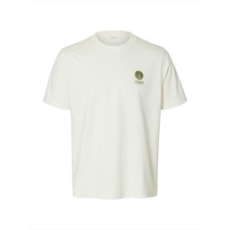 SELECTED Tricou 'SLHMAX' crem / ecru / verde închis