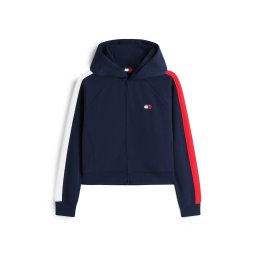 Tommy Jeans Hanorac albastru închis / roșu / alb