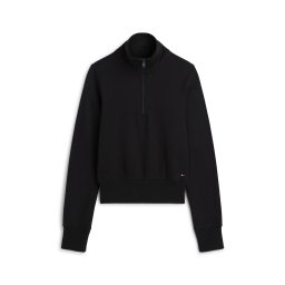 Tommy Jeans Bluză de molton 'Slim Quarter-zip' negru