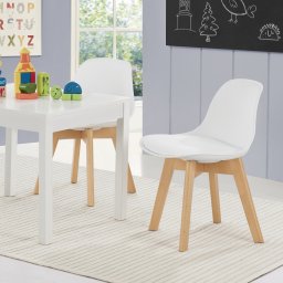 Set 2 scaune pentru copii Elvdal, albe, tapitate, ergonomice