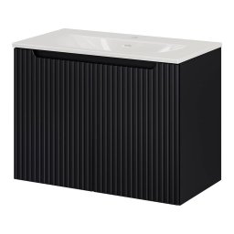 Masca lavoar suspendata 80 cm neagra cu lavoar ceramic Skelbolu