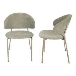 Set 2 scaune dining Lipis verzi tapitate, din textil, cu cadru metalic