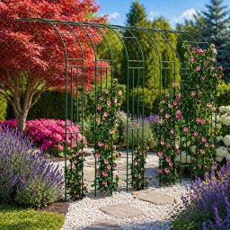 Pergola arc pentru plante cataratoare, metal cu acoperire PE, 240x40 cm