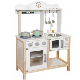Bucatarie pentru copii din lemn cu accesorii si sunete, 60x30x85 cm