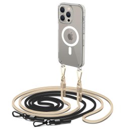 Husa Set carcasa cu 2 snururi Flexair Chain MagSafe compatibila cu iPhone 15 Pro Clear