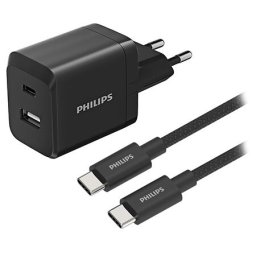 Incarcator de retea Incarcator retea dual GaN USB-A + USB-C QC Power Delivery 45W PHILIPS