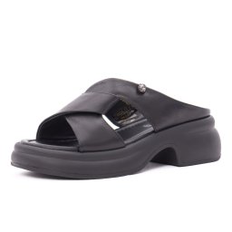 Papuci dama din piele naturala, Karisma 9NMA80002A 01-N, negru