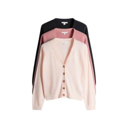 The Set Geacă tricotată rosé / roz pastel / negru