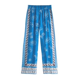 Next Pantaloni albastru deschis / ciocolatiu / alb