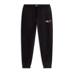 Tommy Jeans Pantaloni 'Signature Logo Cuffed' roșu / negru / alb