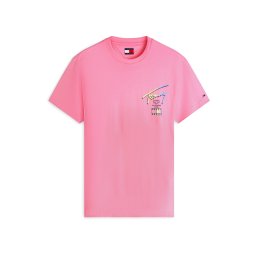 Tommy Jeans Tricou 'CITY SIGN' albastru deschis / galben / roz pal / negru