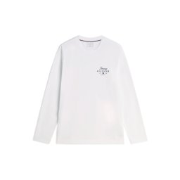 TOMMY HILFIGER Tricou 'Logo Long Sleeve' roșu / negru / alb